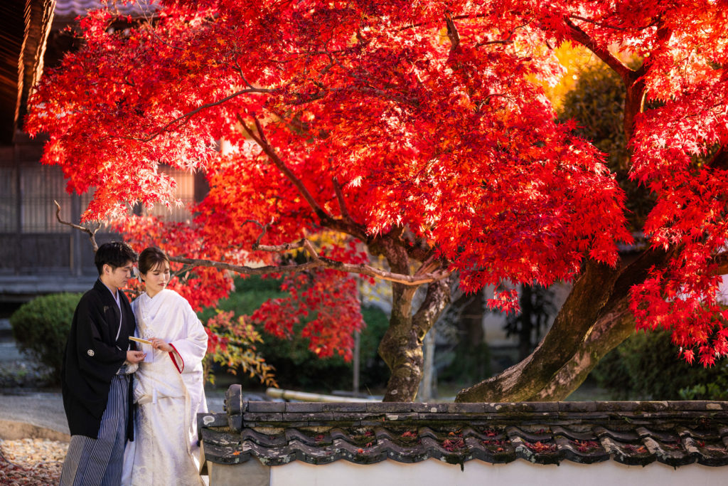 萬福寺の紅葉で和装前撮り