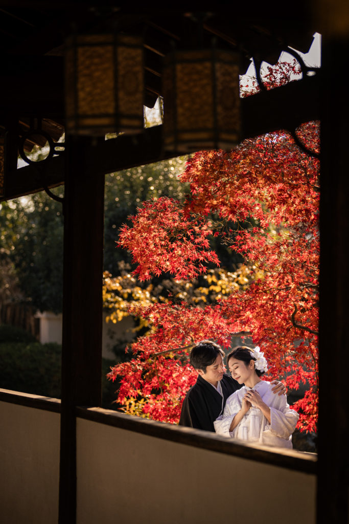 萬福寺の紅葉を白無垢で撮影