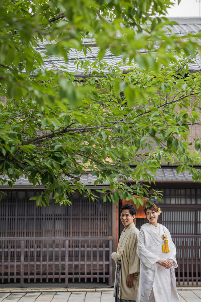 京都の祇園で白無垢で撮影