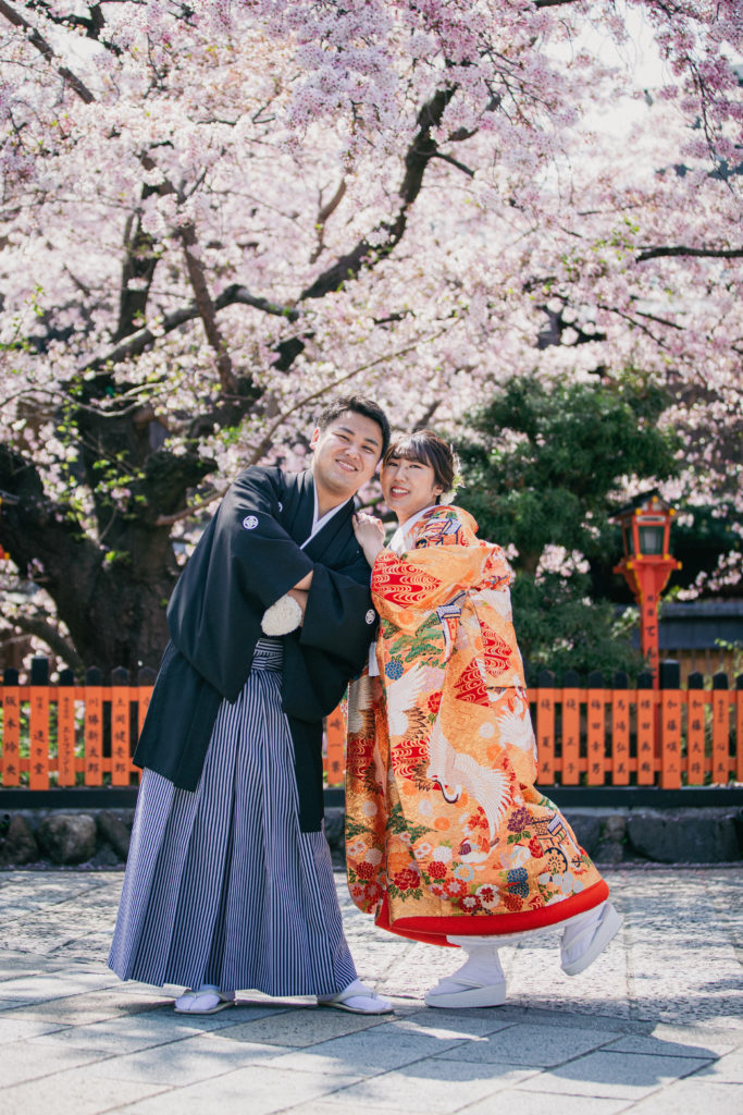 京都祇園の桜で和装前撮り
