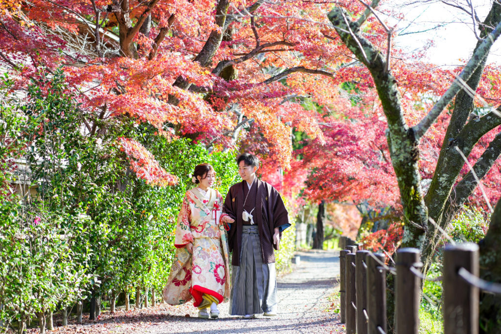 京都の大覚寺を散策しながら和装前撮り