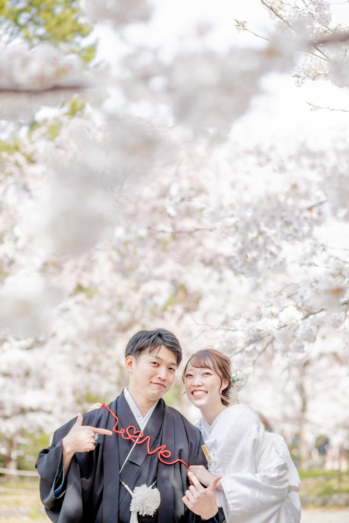 円山公園の桜で和装前撮り