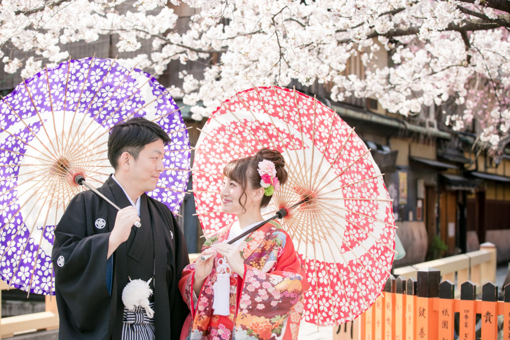 京都祇園の桜で和装前撮り