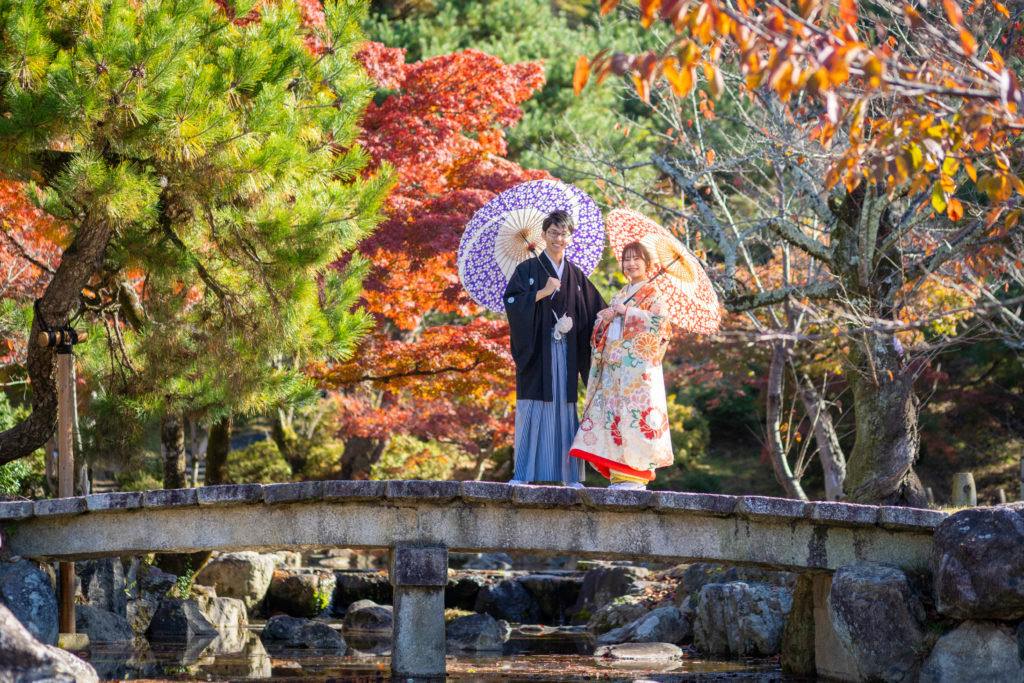 綺麗な円山公園の紅葉で和装前撮り