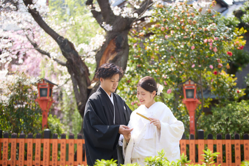 京都の祇園で白無垢の和装前撮り