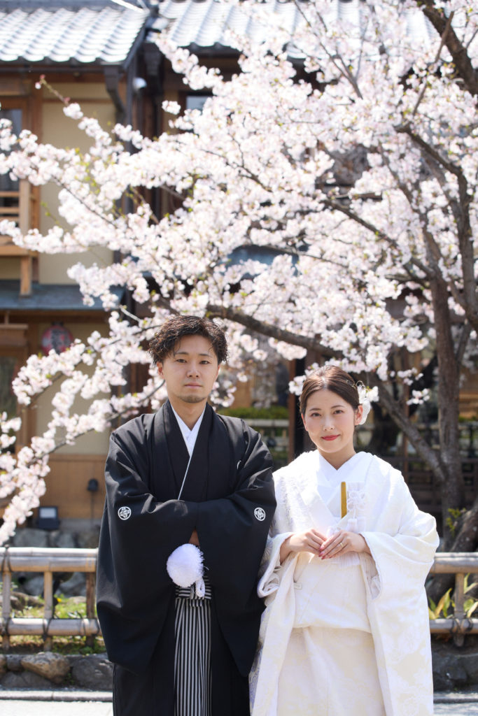 王道のポージングでの桜前撮り