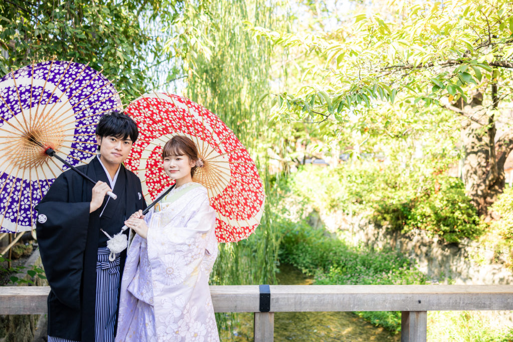 京都の祇園の新緑と和装前撮り