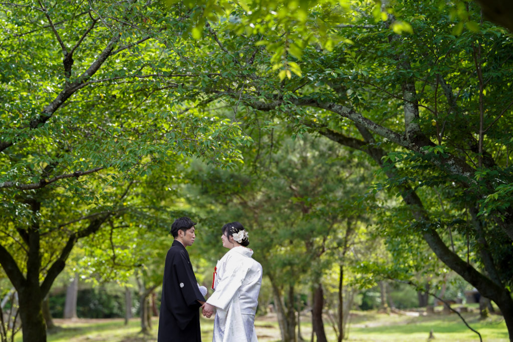 新緑を活かした嵐山前撮り写真