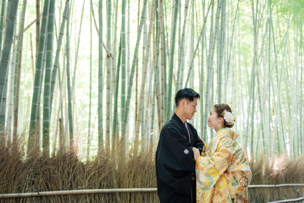 嵐山竹林で撮影する和装前撮り写真