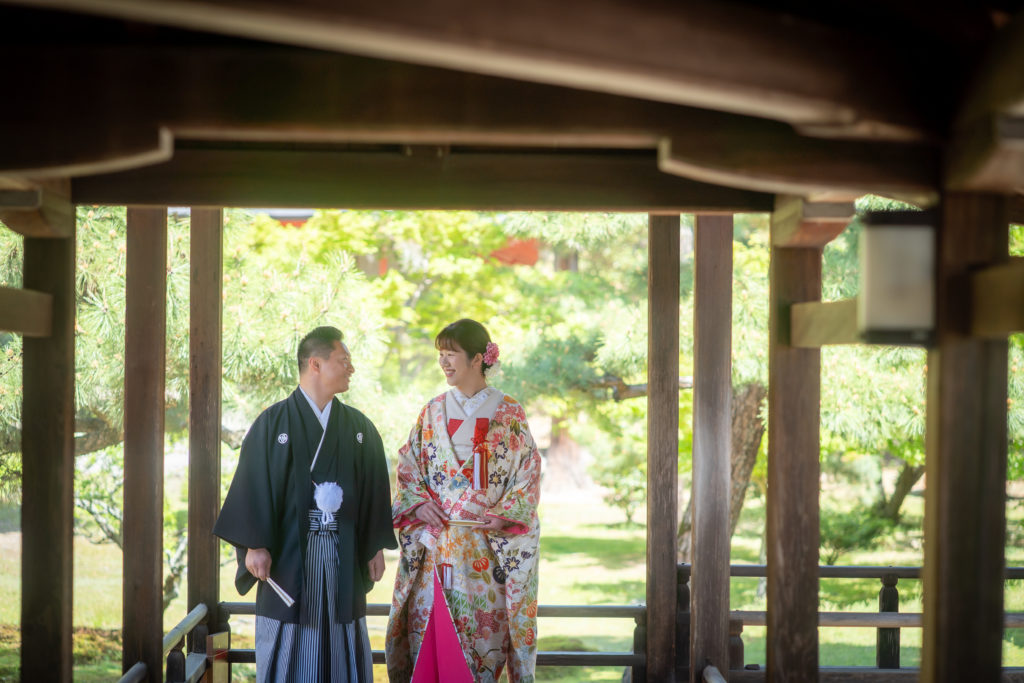 大覚寺で撮影する京都前撮り写真
