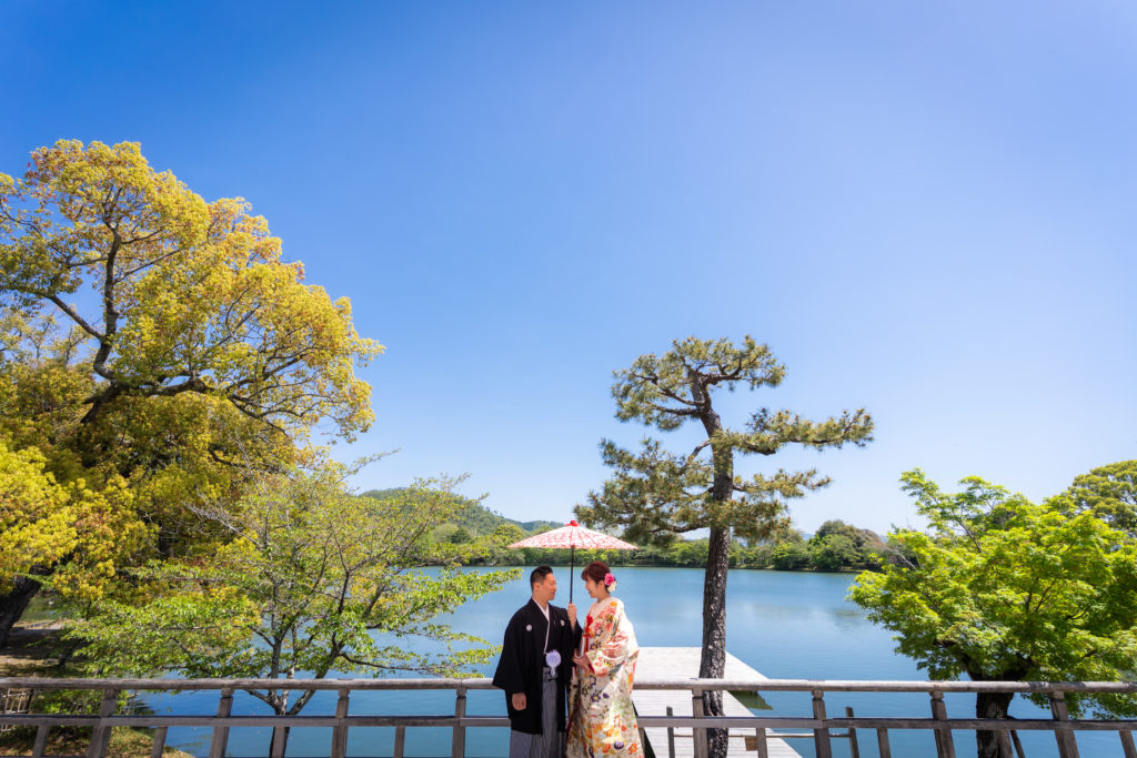 季節感のある景色を活かした大覚寺前撮り