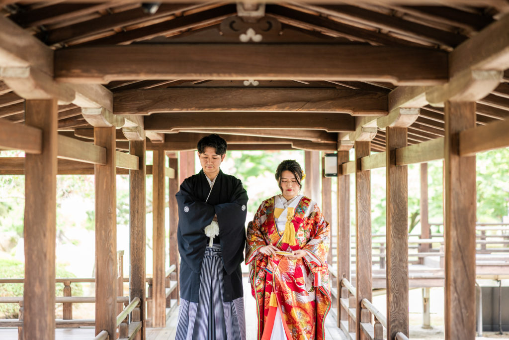 大覚寺前撮り 色打掛 和装ロケーション撮影