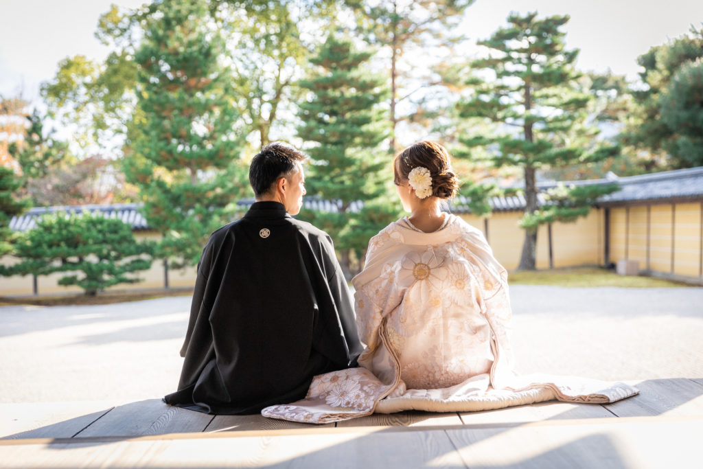 早朝に撮影する大覚寺前撮りロケーション