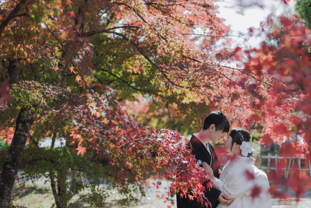 紅葉が美しい大覚寺和装前撮り