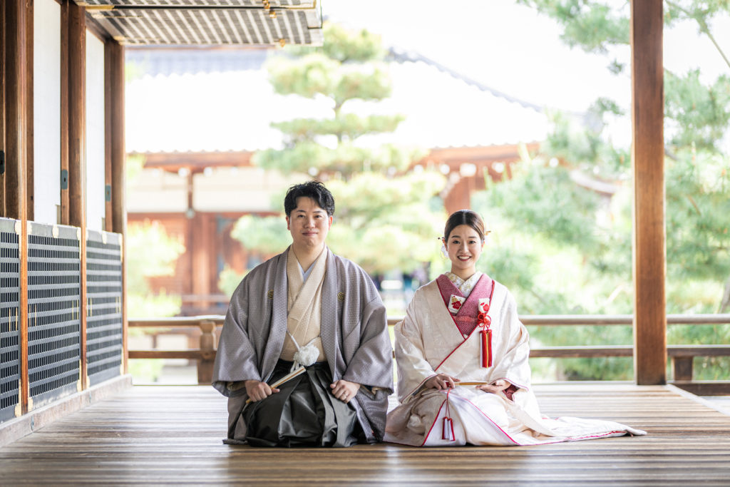 正座ショットが撮れる大覚寺屋内前撮り