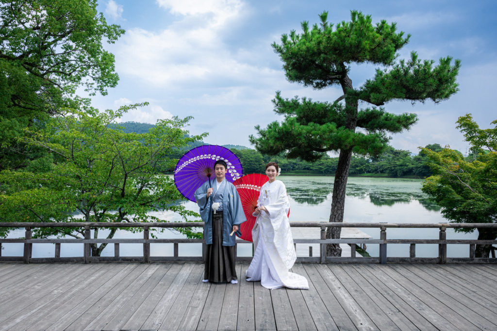 夏の光が綺麗な大覚寺前撮り