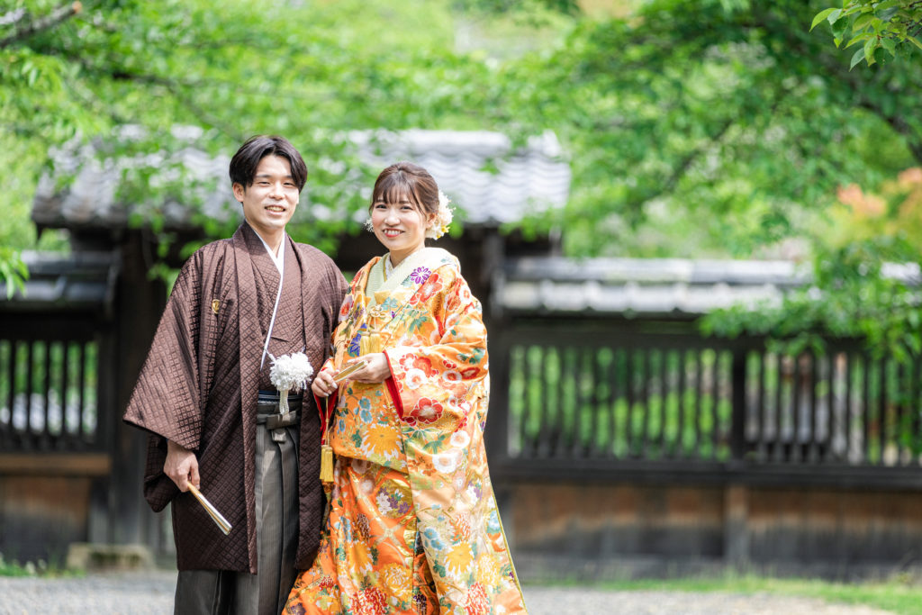 お庭を背景にした京都大覚寺前撮り