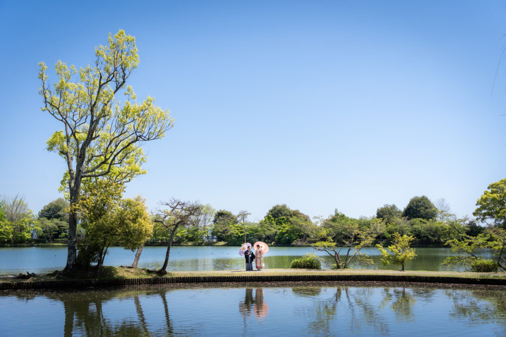 自然と水辺の雰囲気が綺麗な大覚寺前撮り
