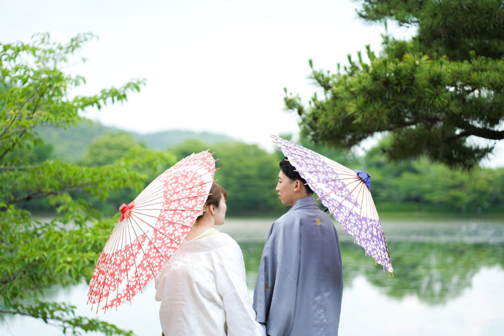 大沢池周辺で撮影する京都大覚寺前撮り