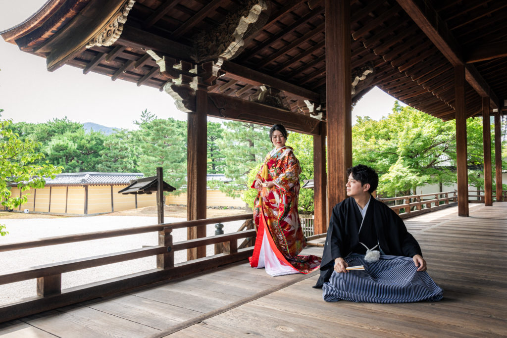 建物の美しさを活かした大覚寺和装前撮り