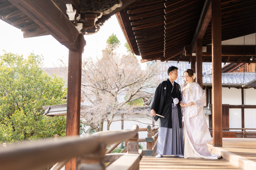 京都大覚寺前撮りの寺院ロケーション風景