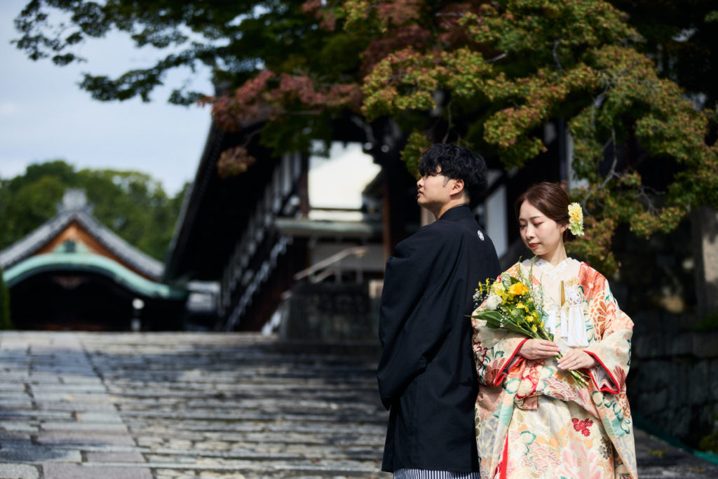 金戒光明寺前撮り 色打掛 和装ロケーション撮影