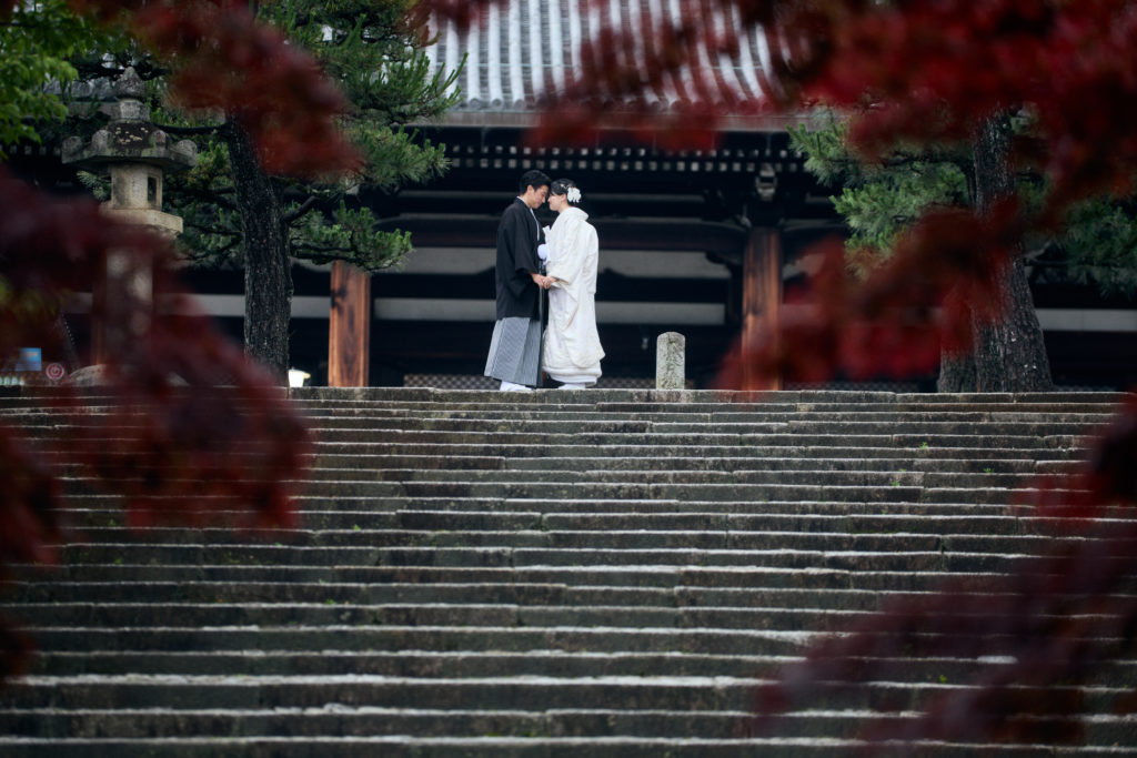 山門を背景にした金戒光明寺和装前撮り